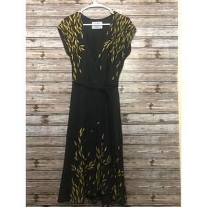 Tonle Wrap Midi Dress Black Gold Medium